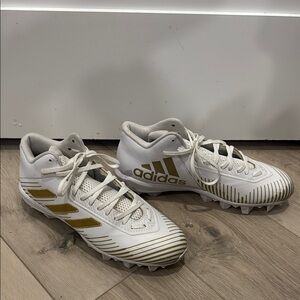 Adidas Mens White and Gold Cleats